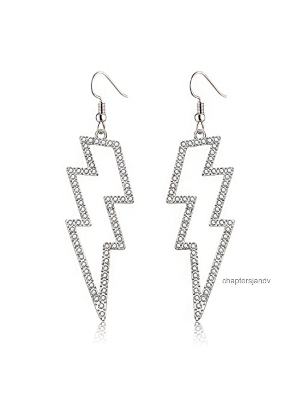 Rhinestone Lightning Bolt Dangle Earrings 80s Party Costume Accessories